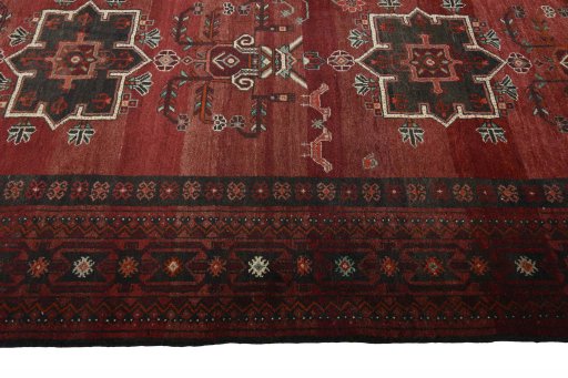 Close-up detail of 2000s Hamedan rug from Iran / Persia showing Wool weave