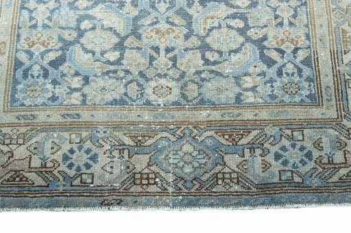 Full view of 1950s Hamedan rug from Iran / Persia, 197 × 124 cm in Blue tones