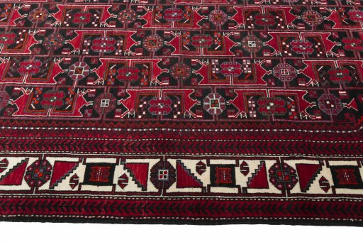 Close-up detail of 2000s Hamedan rug from Iran / Persia showing Wool weave