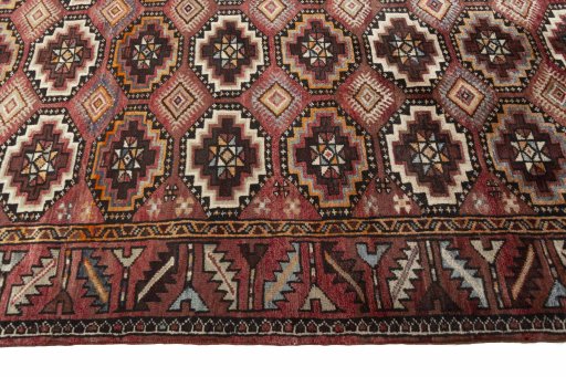 Close-up detail of 2000s Hamedan rug from Iran / Persia showing Wool weave