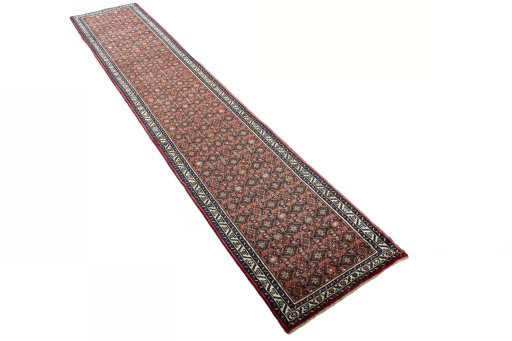 Close-up detail of New Hamedan rug from Iran / Persia showing Wool weave