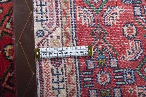Close-up detail of 2000s Hamedan rug from Iran / Persia showing Wool weave