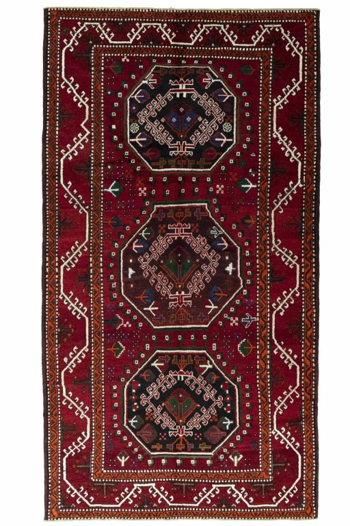 Full view of 2000s Hamedan rug from Iran / Persia, 295 × 162 cm in Red tones