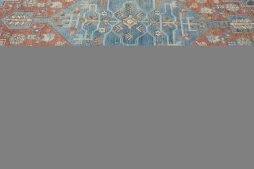 Corner detail of 1950s Hamedan rug showing border pattern and Wool pile