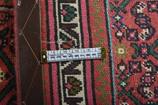 Close-up detail of New Hamedan rug from Iran / Persia showing Wool weave