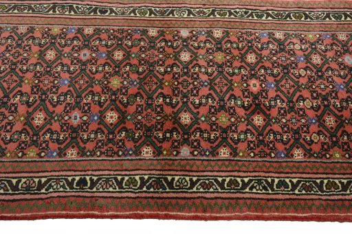 Close-up detail of New Hamedan rug from Iran / Persia showing Wool weave
