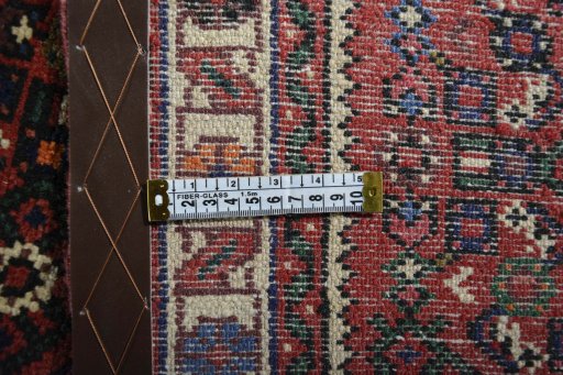 Close-up detail of New Hamedan rug from Iran / Persia showing Wool weave