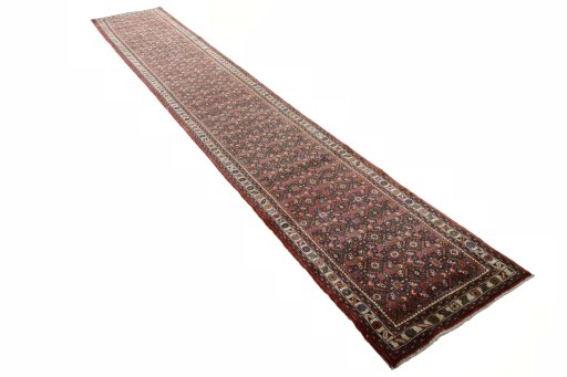 Close-up detail of New Hamedan rug from Iran / Persia showing Wool weave