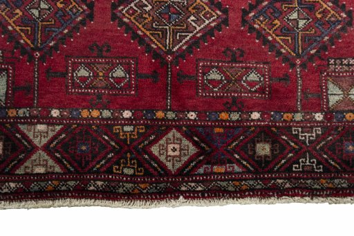 Close-up detail of 1970s Hamedan rug from Iran / Persia showing Wool weave