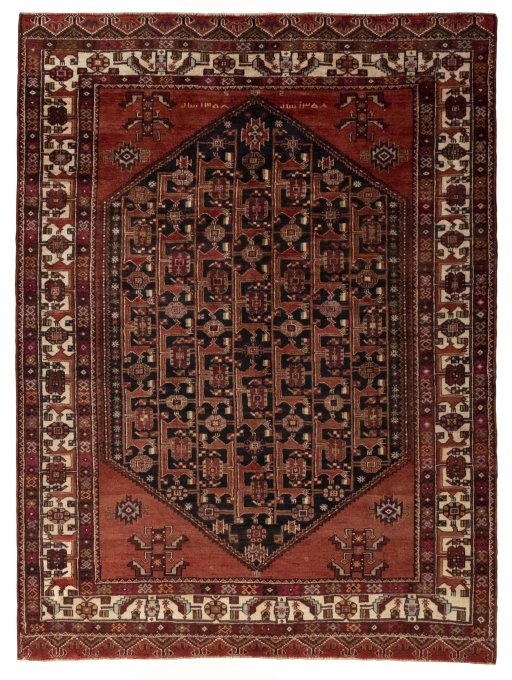 Full view of 1970s Hamedan rug from Iran / Persia, 273 × 206 cm in Blue tones