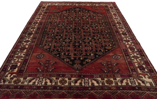 Surface texture of 1970s Hamedan rug with natural Wool and intricate pattern