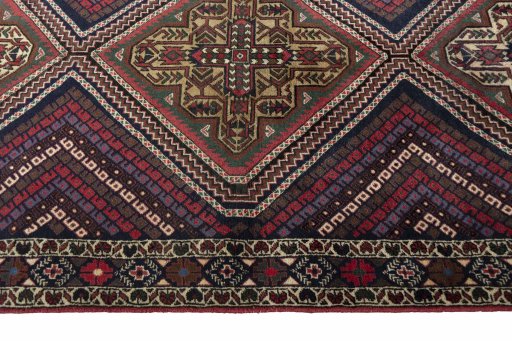 Close-up detail of 2000s Hamedan rug from Iran / Persia showing Wool weave