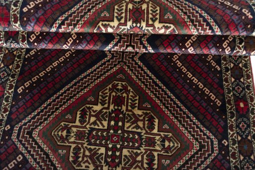 Full view of 2000s Hamedan rug from Iran / Persia, 224 × 102 cm in Multi Color tones
