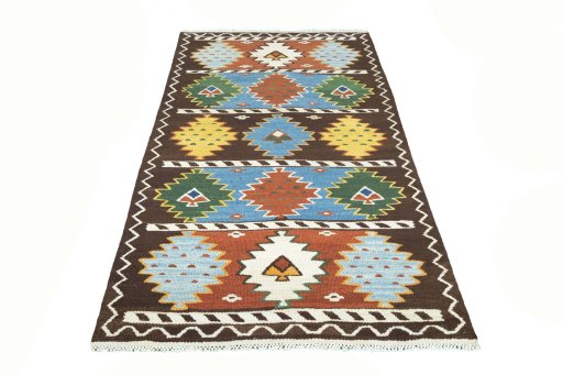 Close-up detail of New Hamedan rug from Iran / Persia showing Wool weave