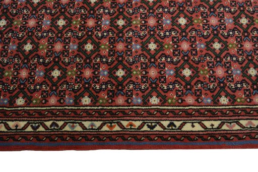 Close-up detail of New Hamedan rug from Iran / Persia showing Wool weave