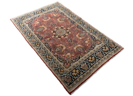 Close-up detail of 2000s Hamedan rug from Iran / Persia showing Wool weave