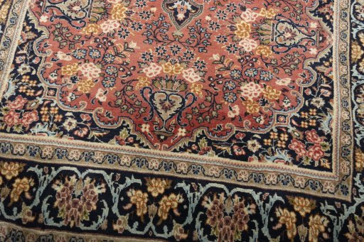 Close-up detail of 2000s Hamedan rug from Iran / Persia showing Wool weave