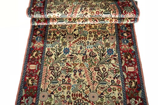 Full view of New Hamedan rug from Iran / Persia, 286 × 82 cm in Beige tones