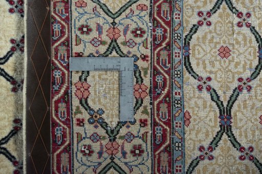 Close-up detail of 1970s Hamedan rug from Iran / Persia showing Wool weave