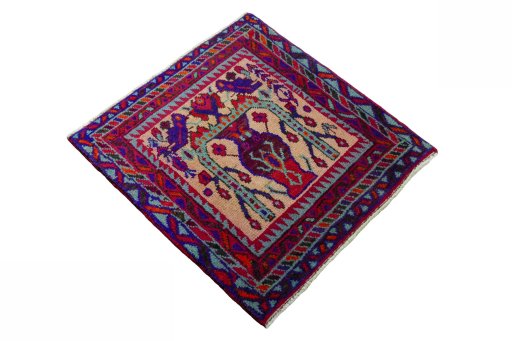 Close-up detail of 2000s Hamedan rug from Iran / Persia showing Wool weave
