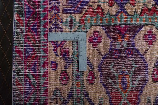 Backside of handmade 2000s Hamedan rug showing knot structure and weave density