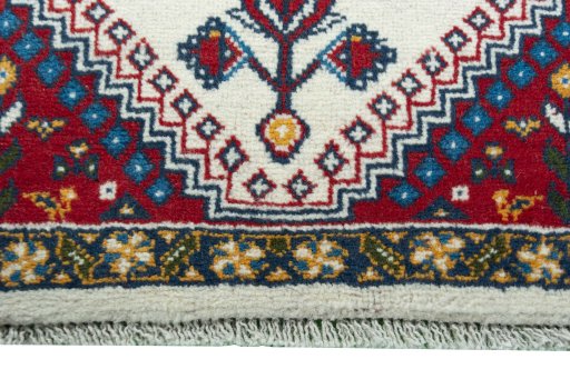 Close-up detail of 2000s Hamedan rug from Iran / Persia showing Wool weave