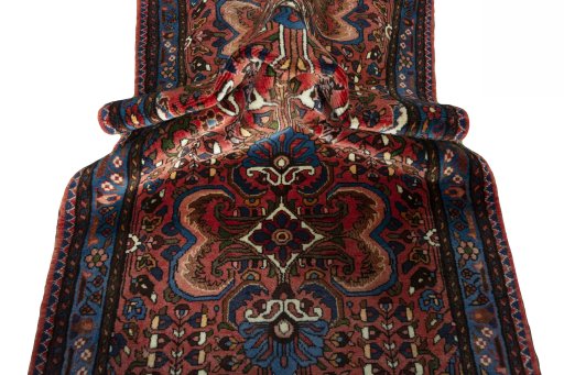 Close-up detail of New Hamedan rug from Iran / Persia showing Wool weave