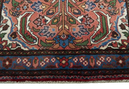 Close-up detail of New Hamedan rug from Iran / Persia showing Wool weave