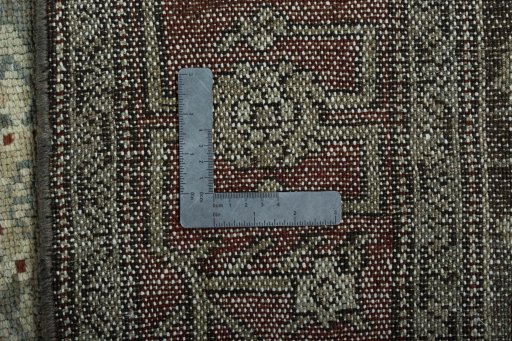 Close-up detail of 1930s Hamedan rug from Iran / Persia showing Wool weave