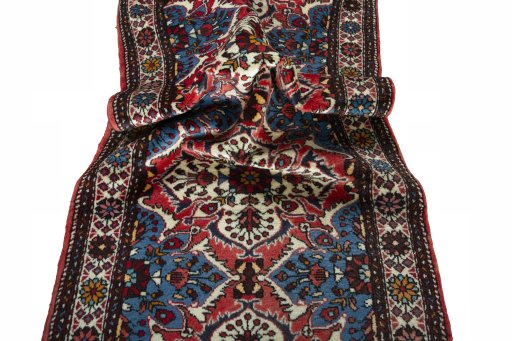 Close-up detail of New Hamedan rug from Iran / Persia showing Wool weave