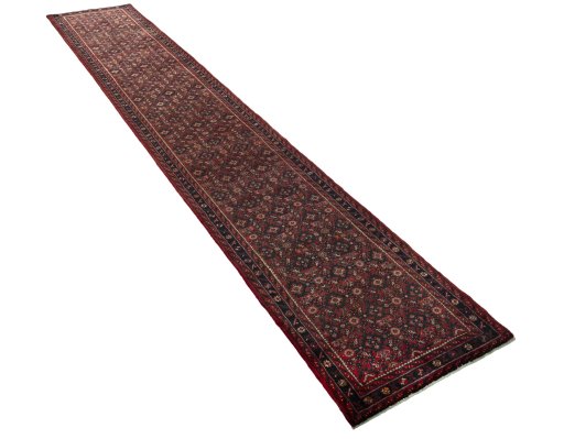 Close-up detail of New Hamedan rug from Iran / Persia showing Wool weave