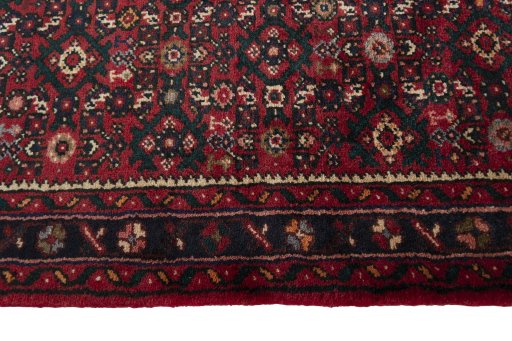 Close-up detail of New Hamedan rug from Iran / Persia showing Wool weave