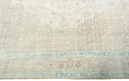 Corner detail of 1950s Hamedan rug showing border pattern and Wool pile