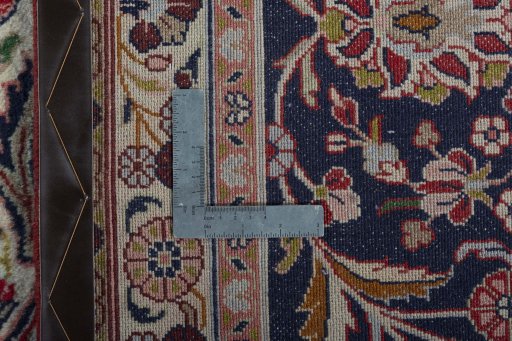 Backside of handmade 2000s Hamedan rug showing knot structure and weave density