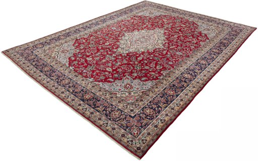 Corner detail of 2000s Hamedan rug showing border pattern and Wool pile