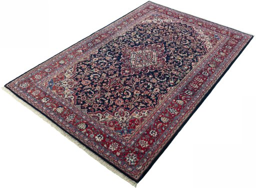 Corner detail of New Hamedan rug showing border pattern and Wool pile