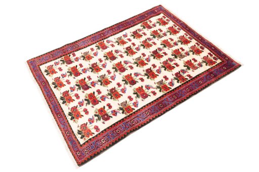 Close-up detail of 1998s Hamedan rug from Iran / Persia showing Wool weave