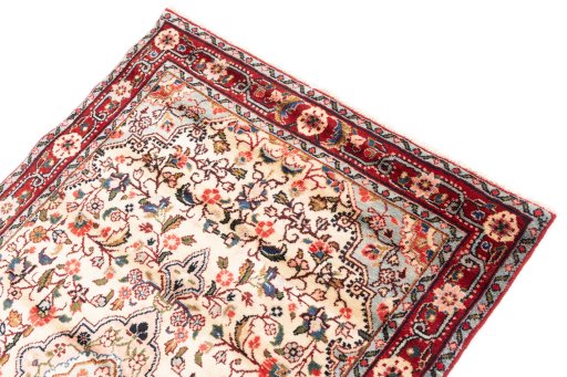 Surface texture of 1970s Hamedan rug with natural Wool and intricate pattern