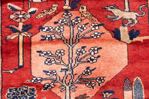 Full view of 1995s Hamedan rug from Iran / Persia, 330 × 100 cm in Red tones