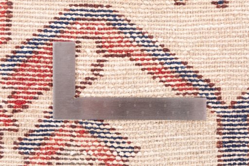 Corner detail of 1975s Hamedan rug showing border pattern and Wool pile