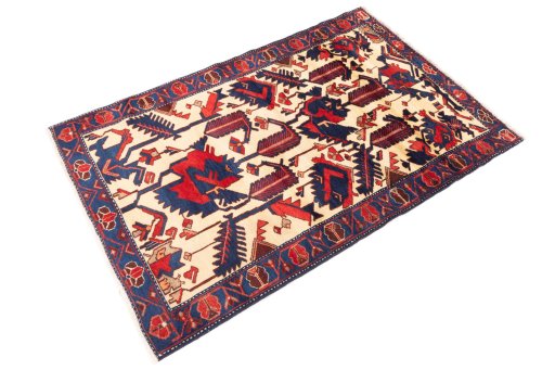 Close-up detail of 1975s Hamedan rug from Iran / Persia showing Wool weave