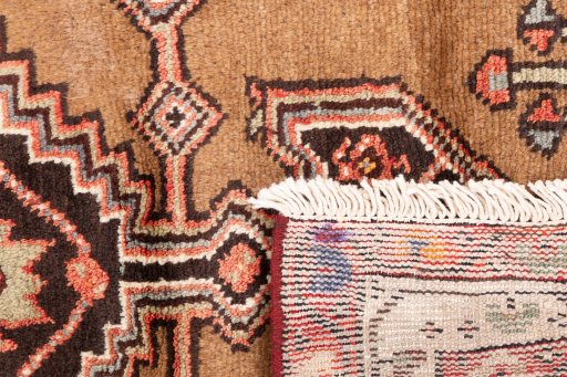 Full view of 1996s Hamedan rug from Iran / Persia, 185 × 110 cm in Brown tones