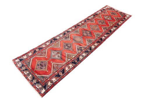 Close-up detail of 1985s Hamedan rug from Iran / Persia showing Wool weave