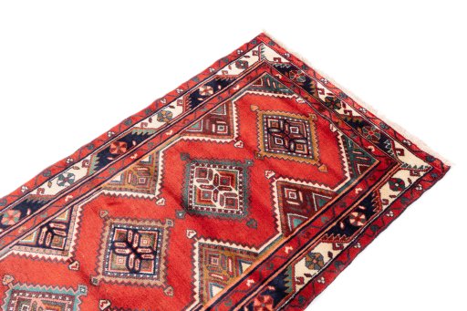Surface texture of 1985s Hamedan rug with natural Wool and intricate pattern