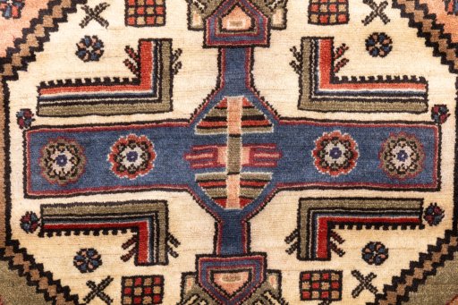 Full view of 1995s Hamedan rug from Iran / Persia, 155 × 98 cm in Multi Color tones