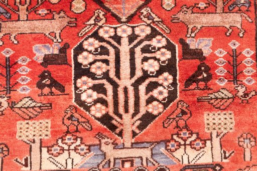 Full view of 1991s Hamedan rug from Iran / Persia, 297 × 118 cm in Red tones