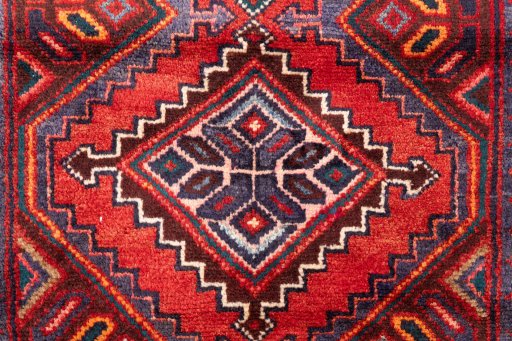 Full view of 1997s Hamedan rug from Iran / Persia, 215 × 83 cm in Multi Color tones