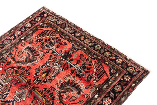 Surface texture of 1970s Hamedan rug with natural Wool and intricate pattern