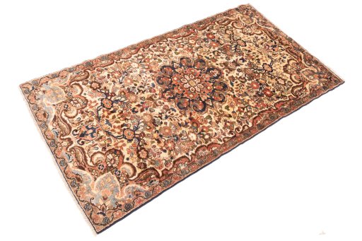 Close-up detail of 1975s Hamedan rug from Iran / Persia showing Wool weave