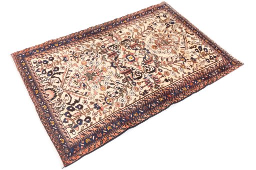 Close-up detail of 1973s Hamedan rug from Iran / Persia showing Wool weave